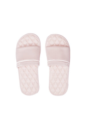 Top view of blush pink MANITO Authentic Women's Silk Slippers with symmetrical design and soft luster.