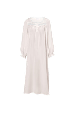 Dream Women's Nightdress in pink smooth silk satin, blending soft texture with refined lace accents.
