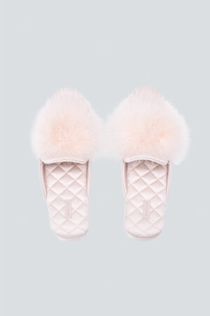 MANITO Silk Women's pink slippers presented in a stylish arrangement, ideal for gifting.