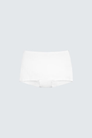 Cozy fit New Soft Women's Modal Silk Boyshorts in pure white.