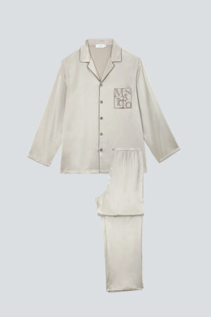MANITO Neat Men's Lounge Set in silver grey with monogram pocket and silk sheen finish.