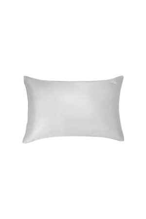 White pillow with "Mr" embroidery from MANITO Wedding Mr. & Mrs. Silk Pillowcases Gift Box for couples.