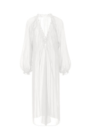Studio flat lay of MANITO Wedding Women's Ruffle Silk Robe, presented against a white background.